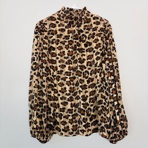 First Love Leopard Print Blouse - Tan and Black